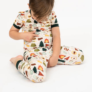 Camp Emerson Two-Piece Bamboo Short Sleeve Kids Pajama Pants Set