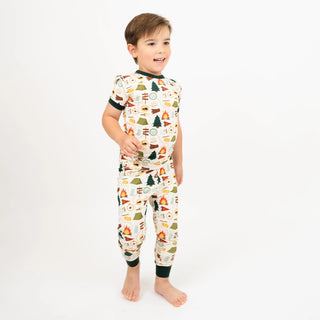 Camp Emerson Two-Piece Bamboo Short Sleeve Kids Pajama Pants Set