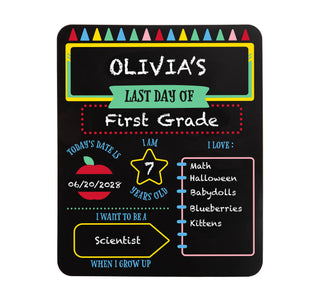 First & Last Day of School Chalkboard Sign – Reusable Back to School Photo Prop & School Memory Board