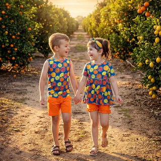 Citrus Got Real Bamboo Twirl Top & Ruffle Shorts Set