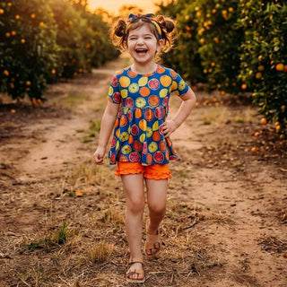 Citrus Got Real Bamboo Twirl Top & Ruffle Shorts Set