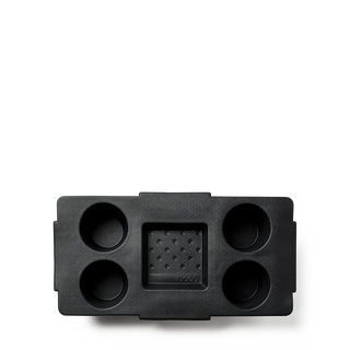 Black bogg cup & snack holder/organizer with 'bogg' branding on a white background