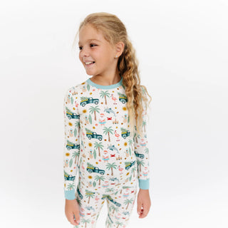 Coastal Christmas Bamboo Long Sleeve Kids Pajama Pants Set