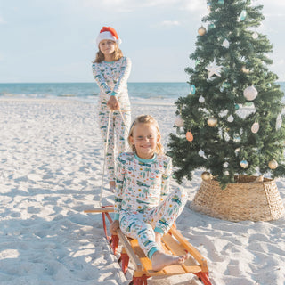 Coastal Christmas Bamboo Long Sleeve Kids Pajama Pants Set