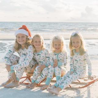 Coastal Christmas Bamboo Long Sleeve Kids Pajama Pants Set