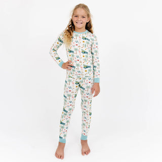 Coastal Christmas Bamboo Long Sleeve Kids Pajama Pants Set
