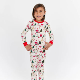 Cozy Christmas Bamboo Long Sleeve Kids Pajama Pants Set