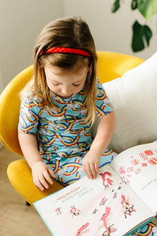 Bamboo Short Sleeve PJ Set: Rainbow Slides