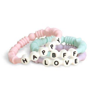 Bitzy Bands Silicone Teething Rings – Friendship Bracelet Inspired Baby Teethers (Set of 3)