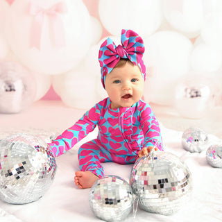 Cora Ruffle One Piece Valentines Day Bamboo Convertible Lounge Set with Two Way Zipper