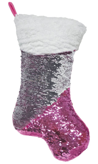 Mini Pink Reversible Sequin Stocking Storage Pillow