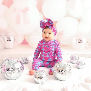 Cora Ruffle One Piece Valentines Day Bamboo Convertible Lounge Set with Two Way Zipper