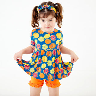 Citrus Got Real Bamboo Twirl Top & Ruffle Shorts Set