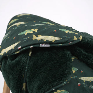 Gone Fishing Twin Bamboo and Fleece Throw Blanket