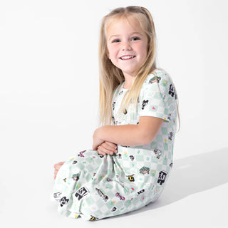 Minecraft Sleep Repeat Bamboo Girls' Short Sleeve Dress