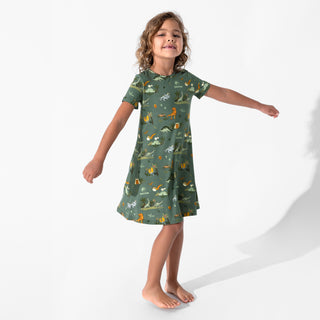 Jurassic Park Safari Bamboo Girls' Short Sleeve Dress