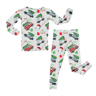 Bamboo Two Piece Pajama Set in Christmas 911 Dispatcher