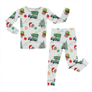 Bamboo Two Piece Pajama Set in Christmas Wildland Firefighter