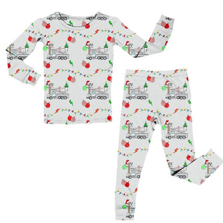 Bamboo Two Piece Pajama Set in Christmas Lineman