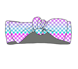 Checkered Little Lady Musician Headband Bow