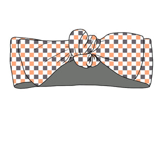 Checkered Boo Halloween Headband Bow