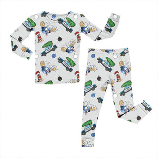 Bamboo Two Piece Pajama Set in Christmas Police