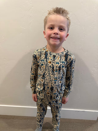 Bamboo Two Piece Pajama Set in Lineman Hero