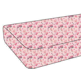 Crib Sheet in Pink Firefighter