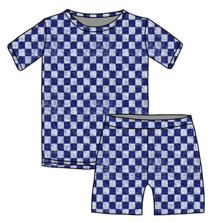 Checkered Police Patrol Bamboo Two Piece Short Sleeve & Shorts Pajama Set