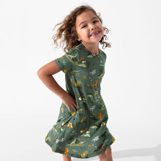 Jurassic Park Safari Bamboo Girls' Short Sleeve Dress