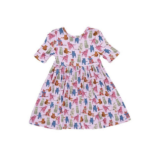 Girls Bamboo Steph Dress - Tabby Cats