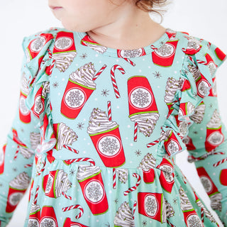 A Cup Of Cheer Long Sleeve Bamboo Twirler Dress