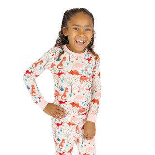 Lovasaurus Pink Valentine's Day Dinosaurs Bamboo Pajama Set