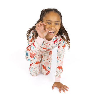 Lovasaurus Pink Valentine's Day Dinosaurs Bamboo Pajama Set