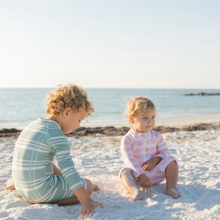 Blue Plaid Boys One Piece Rash Guard Swimsuit