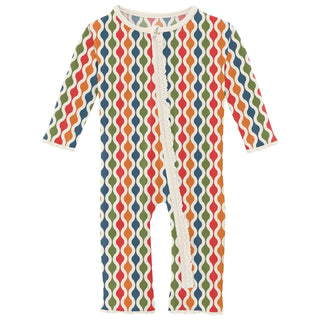 Bamboo Print Muffin Ruffle Coverall with Zipper: Mod Chain