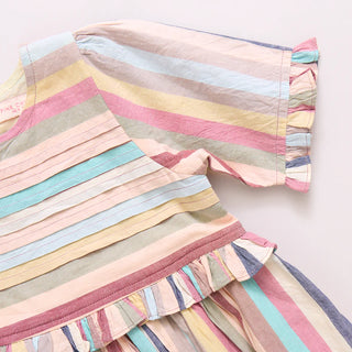 Girls Raquel Dress - Multi Vintage Stripe