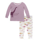 Kickee Pants Print Long Sleeve Pajama Set: Natural Goodnight Dinosaur