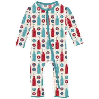 Print Coverall with Zipper: Natural Soda Pop