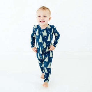 All Spruced Up Navy Bamboo Convertible Footie