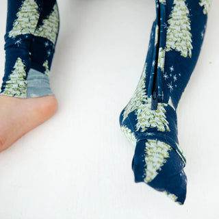 All Spruced Up Navy Bamboo Convertible Footie