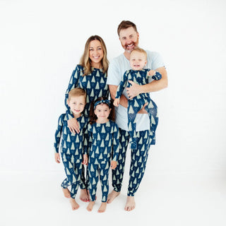 All Spruced Up Navy Bamboo Convertible Footie