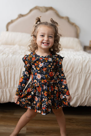 Autumn Bloom Bodysuit Twirl Dress