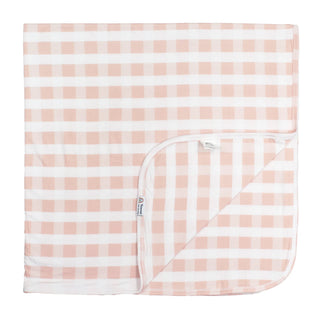 Pink Gingham Luxury Bamboo Blanket