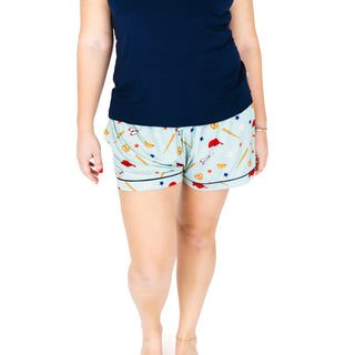 Play Ball Baseball Womens Bamboo Shorts