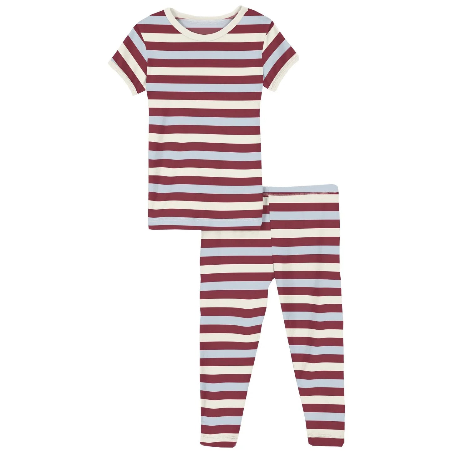 Bamboo Print Short Sleeve Pajama Set in Playground Stripe