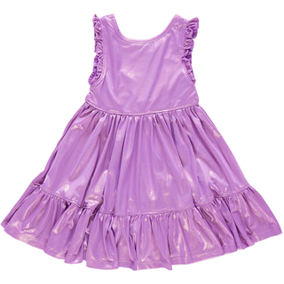 Girls Lame Kelsey Dress - Purple