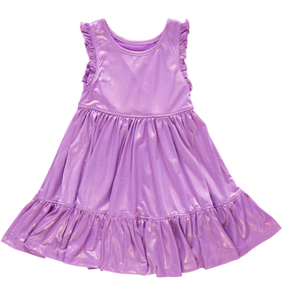 Girls Lame Kelsey Dress - Purple