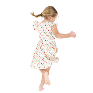 Rainbow Hearts Short Sleeve Bamboo Twirl Dress