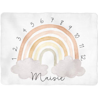 Sugar + Maple Backdrop Blanket | Neutral Rainbow Milestone